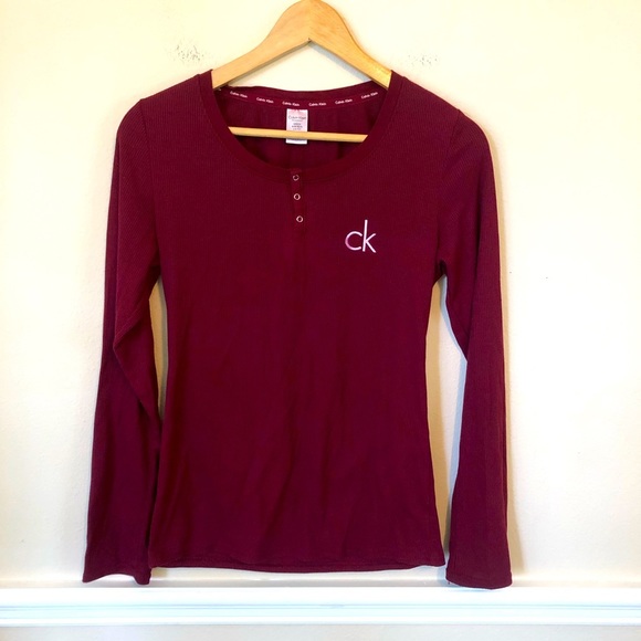 Stretch Ribbed Long Sleeved Thermal Maroon Snaps - Picture 3 of 9